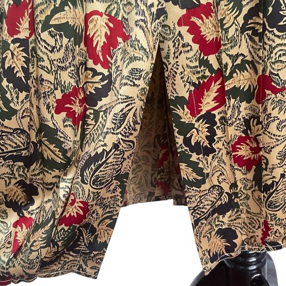 Vintage 80s High Rise Silk Maxi Skirt Box Pleated Button Down Skirt Floral Sz 18 - Picture 7 of 11